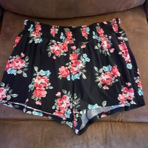 Bobbie Brooks Black Floral Athletic Shorts
